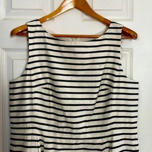 Ann Taylor Loft- white dress with grey stripes, size 14